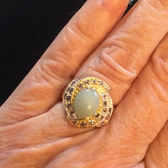 Elegant Genuine Aquamarine & Tanzanite Ring - Picture 8 of 10